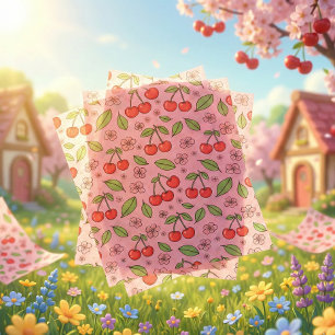 Kawaii Rode Kersen Sfeer Schattig Meisjesachtig Es Tissuepapier