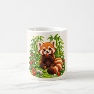 Kawaii Rode Panda Aardbeituin Koffiemok