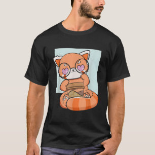 Kawaii Rode Panda Die Koffie Drinkt Anime Beer T-shirt
