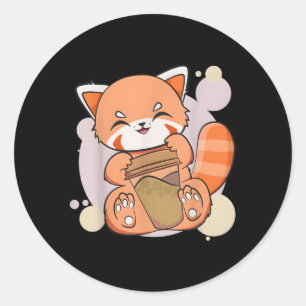 Kawaii rode panda Drink koffiekopje anime Beer Ronde Sticker