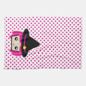 Kawaii rose Haired Witch serviette de cuisine (Horizontal)