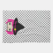 Kawaii rose Haired Witch serviette de cuisine (Horizontal)