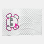 Kawaii rose Ruban crâne serviette de cuisine (Horizontal)