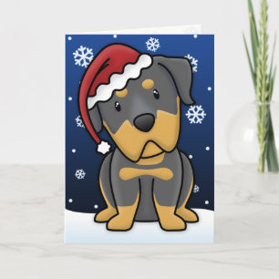 Kawaii Rottweiler Christmas Kaart