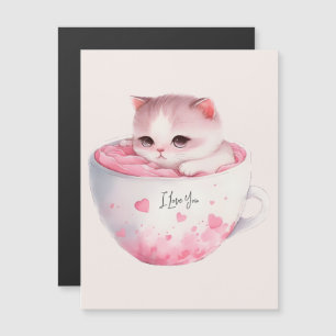 Kawaii Roze Chibi Cat met een teugelkruid