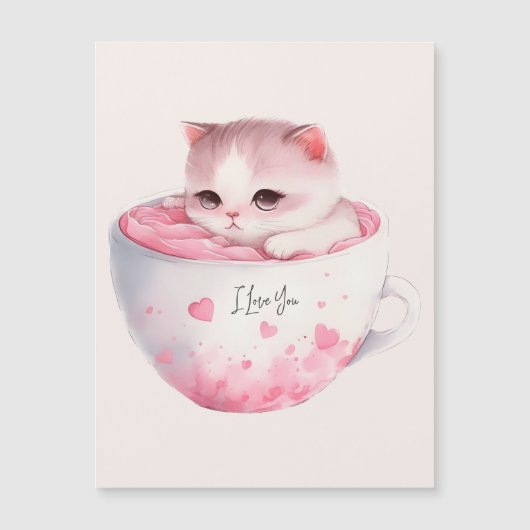 Kawaii Roze Chibi Cat met een teugelkruid (Voorkant)