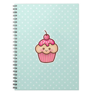 Kawaii Roze Cupcake en de Leuke Blauwe Stippen van Notitieboek