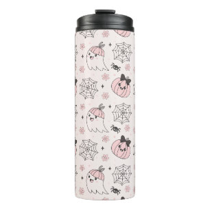 Kawaii Roze Halloween Patroon met Geest, Pompoen Thermosbeker