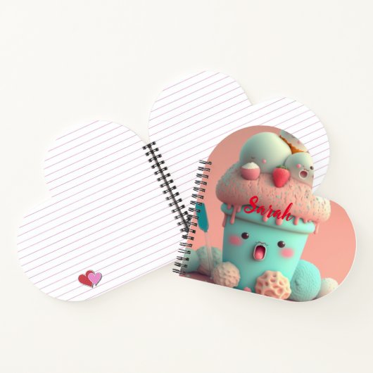 Kawaii roze ijs notitieboek (Binnen)