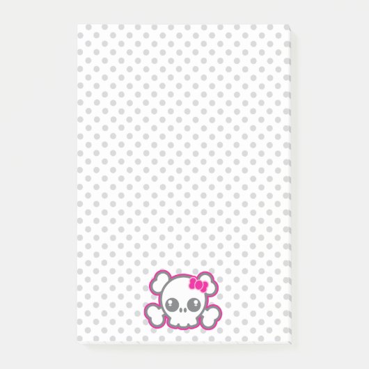 Kawaii roze lint schedel post-it® notes (Voorkant)