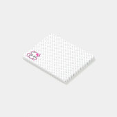 Kawaii roze lint schedel post-it® notes (Schuin)