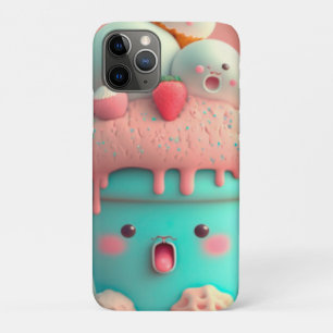 Kawaii roze notitieboek van schattig ijs iPhone 11 pro hoesje