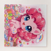 Kawaii Roze Pony Chibi Kunst Puzzel (Horizontaal)