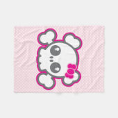 Kawaii Roze ribbon skull Fleece Blanket (Voorkant (Horizontaal))