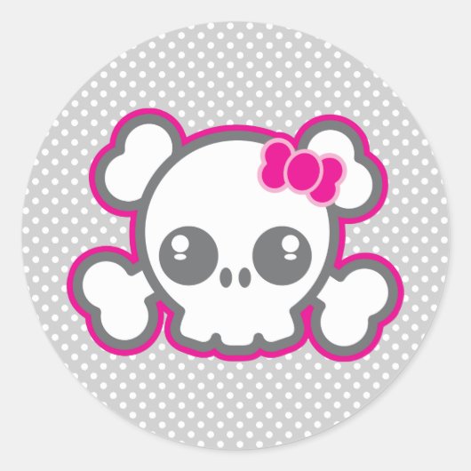 Kawaii roze ribbon skull Stickers (Voorkant)