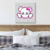 Kawaii Roze Ribbon Skull Wrapped Canvas (Insitu (Slaapkamer))