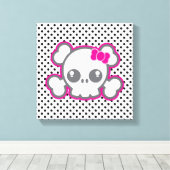 Kawaii Roze Ribbon Skull Wrapped Canvas (Insitu (Houten vloer))