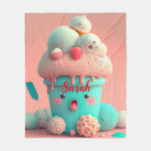 Kawaii roze roze ijsschotel fleece deken (Voorkant)