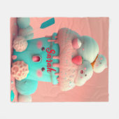 Kawaii roze roze ijsschotel fleece deken (Voorkant (Horizontaal))