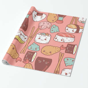 Kawaii roze sushi tempura schattig cadeaupapier