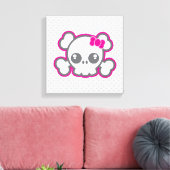 Kawaii Ruban rose Crâne Toile enveloppée (Insitu(Salon))
