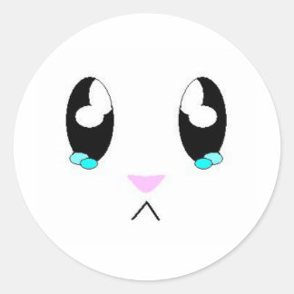 Kawaii Sad Bunny Face Ronde Sticker