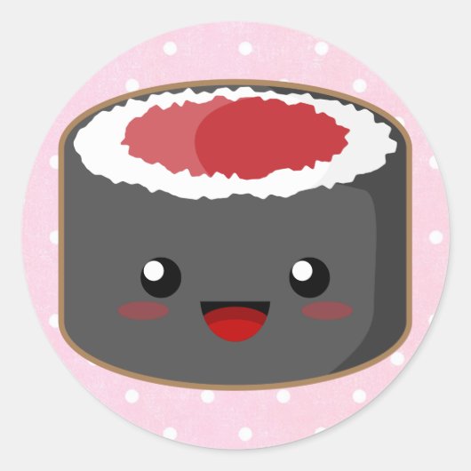 Kawaii Salmon Roll Ronde Sticker (Voorkant)