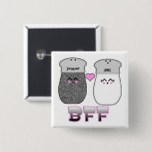 Kawaii Salt n Pepper BFF Vierkante Button 5,1 Cm (Voorkant /achterkant)