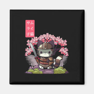 Kawaii Samurai Kitten met Cherry Blossom Japans Magneet