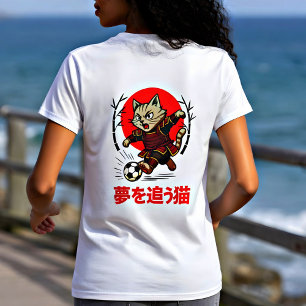 Kawaii Samurai Voetbal Kat Japanse Droomjager T-shirt
