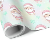 Kawaii Santa pastel pattern  Cadeaupapier (Rol Hoek)