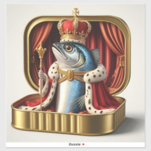 Kawaii Sardine Koning Koninklijke Troon Kunst Sticker