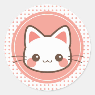 Kawaii schattig kat ronde sticker