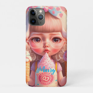 Kawaii schattig meisje met ijsjes iPhone 11 pro hoesje