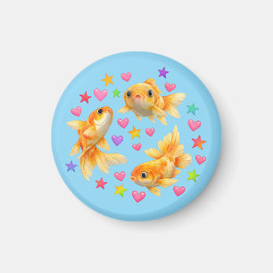 kawaii schattig y2k regenboog goudvis magneet