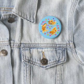 kawaii schattig y2k regenboog goudvis ronde button 5,7 cm