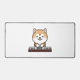 Kawaii Schattige Dog Playing Piano Keyboard Bureaumat