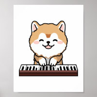 Kawaii Schattige Dog Playing Piano Keyboard