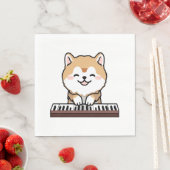 Kawaii Schattige Dog Playing Piano Keyboard Servet (Insitu)