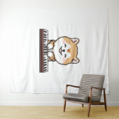 Kawaii Schattige Dog Playing Piano Keyboard Wandkleed (In Situ (horizontaal))