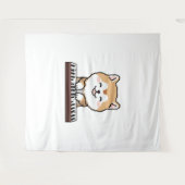 Kawaii Schattige Dog Playing Piano Keyboard Wandkleed (Voorkant (horizontaal))
