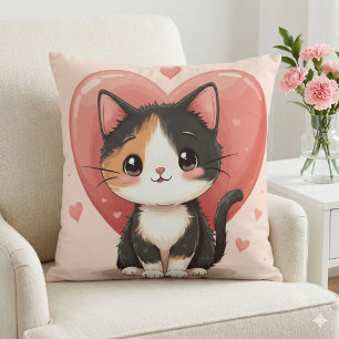 Kawaii Schattige Kat Hart Valentijnsontwerp Kussen