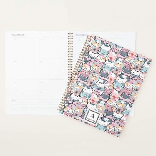 Kawaii Schattige kattenpatroon (3) Planner (Display)