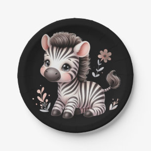 Kawaii Schattige Zebra Wildlife Fun Zwart-Wit Papieren Bordje