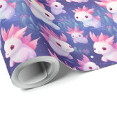 Kawaii Schattigee Baby Axolotls Cadeaupapier (Rol Hoek)