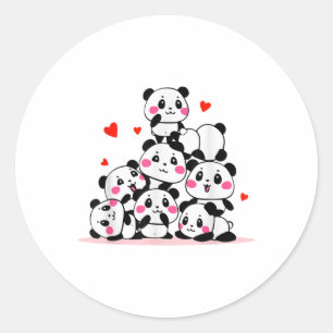 Kawaii Schattigee Baby panda stapel met rode harte Ronde Sticker