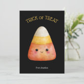 Kawaii Schattigee Candy Corn Kind Halloween Kaart (Staand voorkant)
