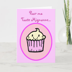 Kawaii Schattigee Cupcake Franse Verjaardag Kaart