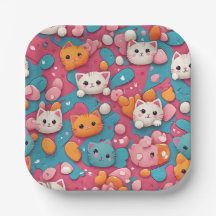 Kawaii Schattigee kattenpatroon print papieren Bor