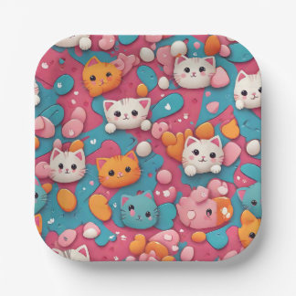 Kawaii Schattigee kattenpatroon print papieren Bor Bordje